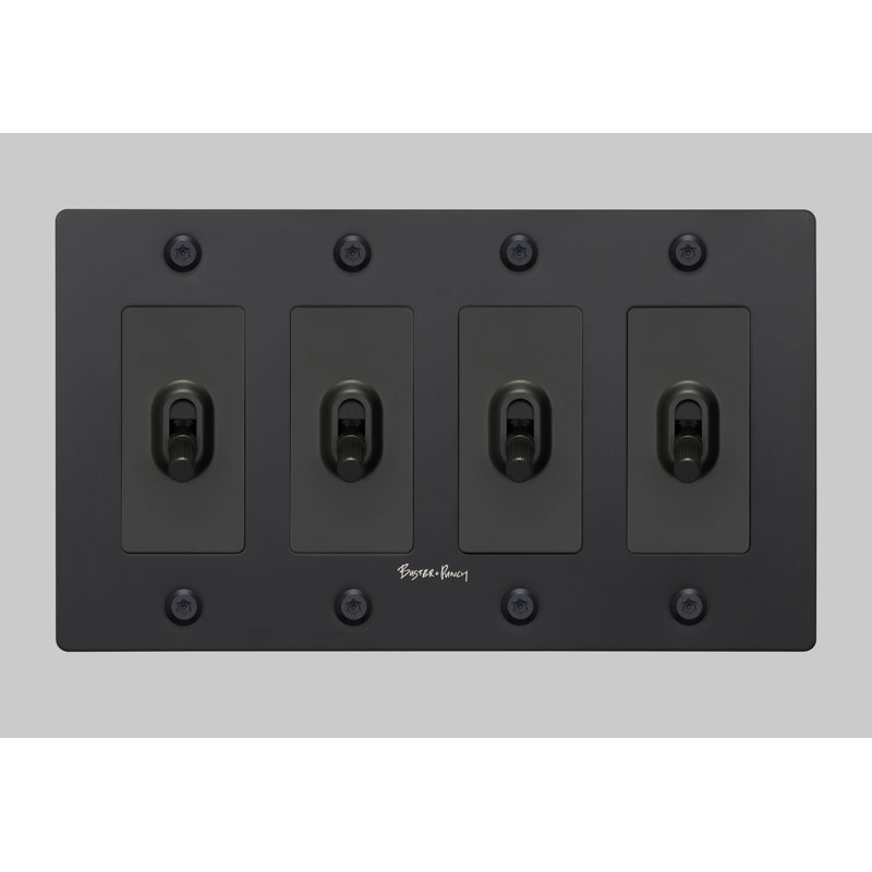 4G Toggle / Linear / With Logo, 4 Gang, Black