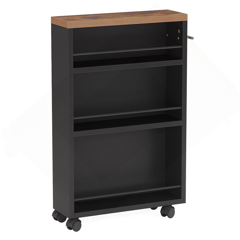 20-Inch Slim 4-Tier Rolling Utility Cart with Wheels, Narrow Kitchen and Bathroom Storage Organizer, Mobile Shelving Unit for Small Spaces