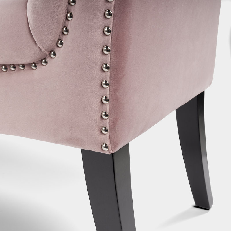 Denno Polyester Upholstered Bench, Pink