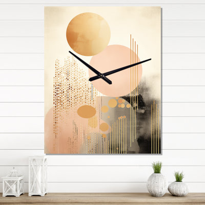 Pastel Grace Vintage Pink Gold Circle II - Modern Geometric Vintage Wall Clock