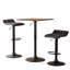 Table de bar carrée en métal noir et 2 tabourets pivotants ajustables en similicuir pour intérieur de bureau