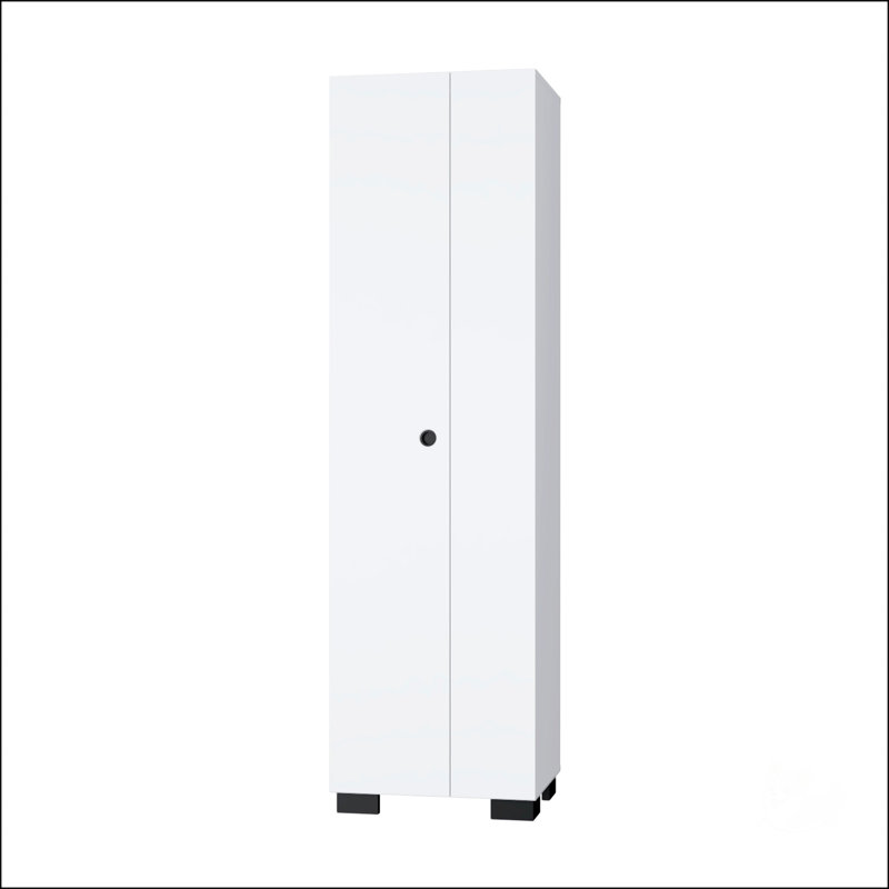 Armoire balai blanche avec tablettes de rangement