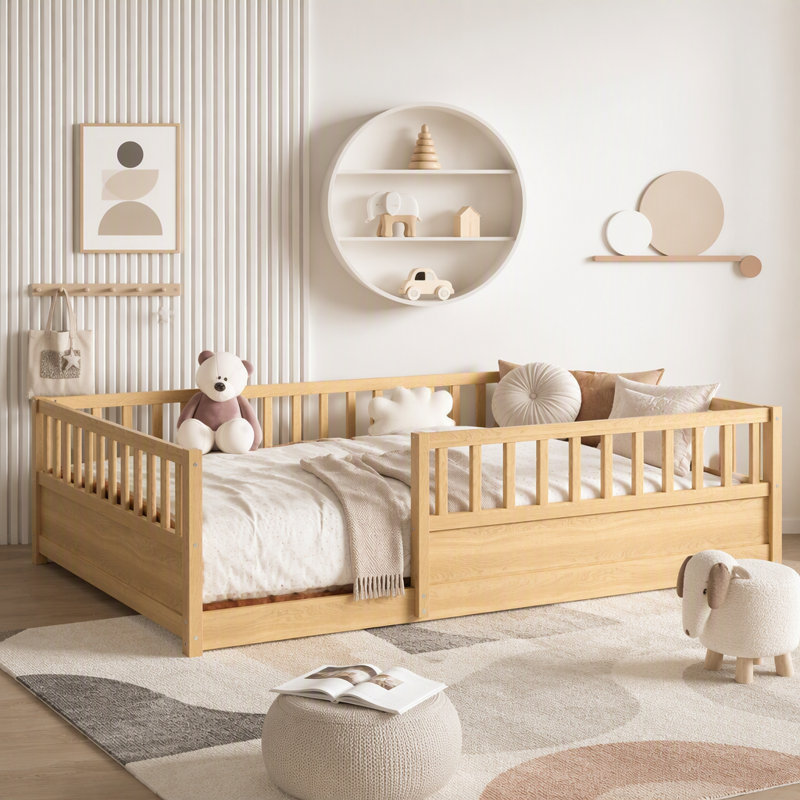 Lit en bois, Naturel, Lit double