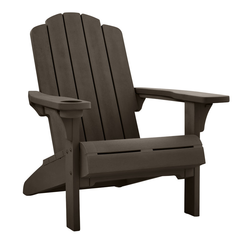 Keter Kiawah Adirondack Chair Durable Weatherproof Outdoor Furniture for Porch and Backyard (Choose Color), Brown