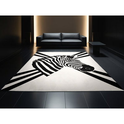 Tapis gris lavable à la machine Oryn Zebra