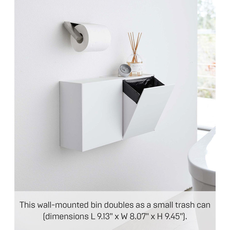 White Wall-Mounted Plastic Storage and Trash Bin