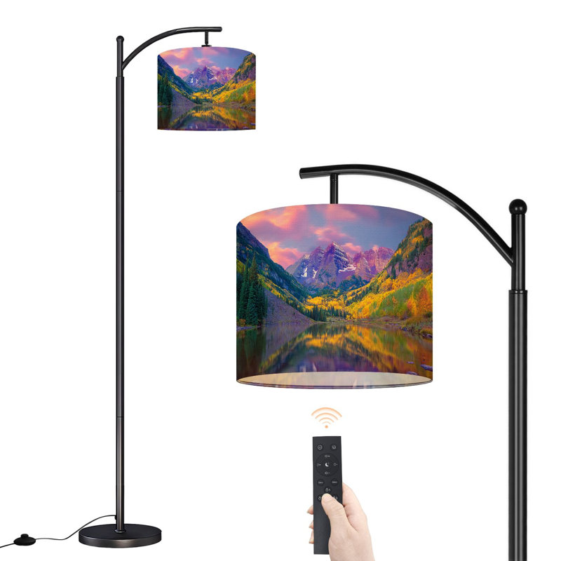 Lampe sur pied à arc avec abat-jour réglable Maroon Bells Autumn Aspen Arbres Lake Reflections Aspen Colorado Lampe sur pied 3 températures de couleur à intensité variable Lampe sur pied avec interrupteur au pied pour la chambre à coucher