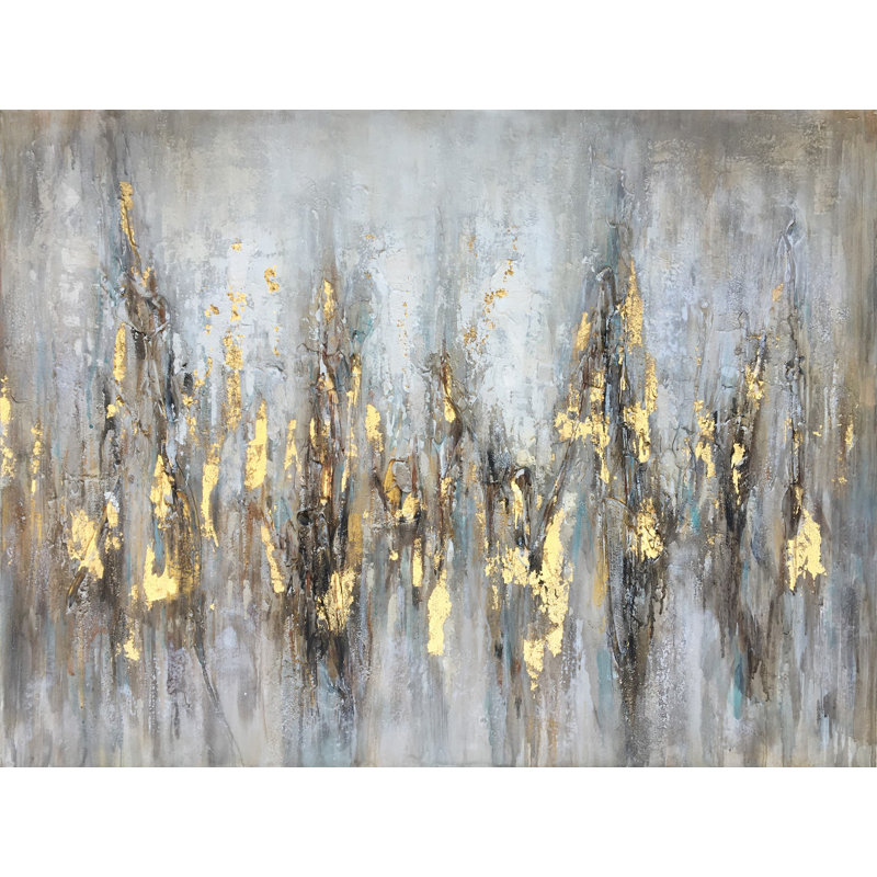 «Golden Reflections», art mural sur toile orné à la main, 36" H x 48" W