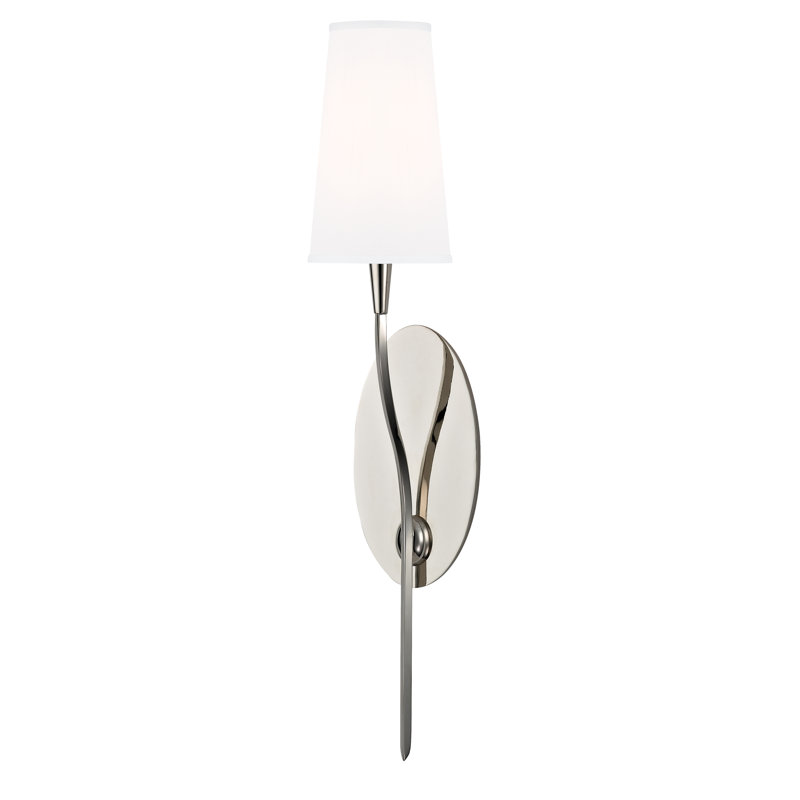 Rutland 1 Light Wall Sconce, White, Polished Nickel