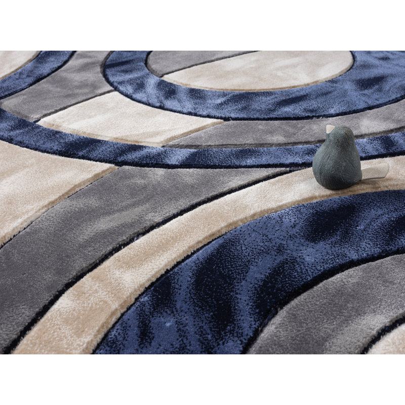 Orelsi Collection Abstract Geometric Area Rug, Round 5'3"