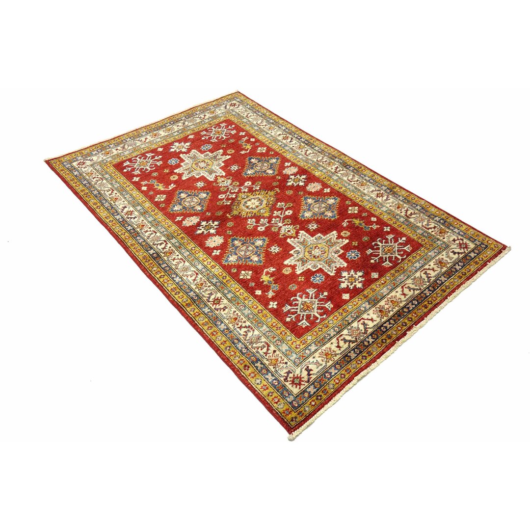 Handgefertigter Kelim-Teppich Wallace in Rot/Beige