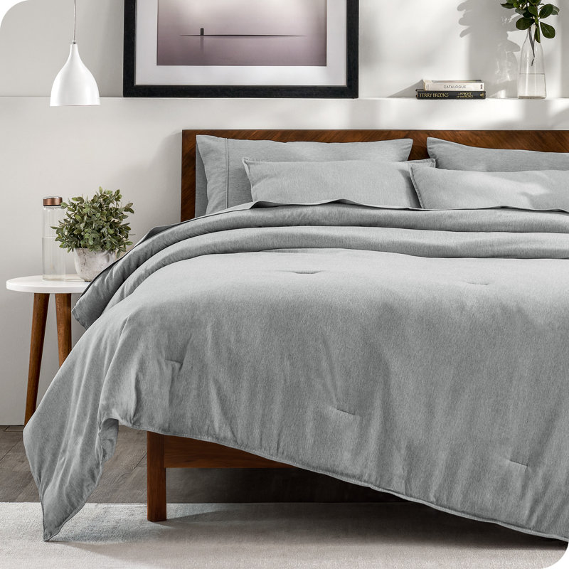 Complete Bedding Set - Soft Microfiber, Heather Pewter, Full/Double Comforter + 7 Additional Pieces