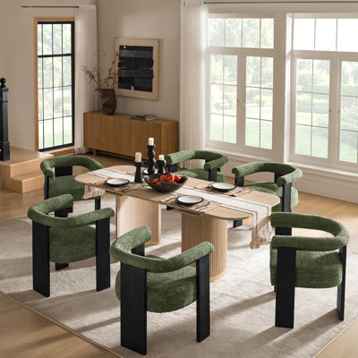 Ballycor 24"W Modern Boucle Dining Chair with Solid Wood Legs