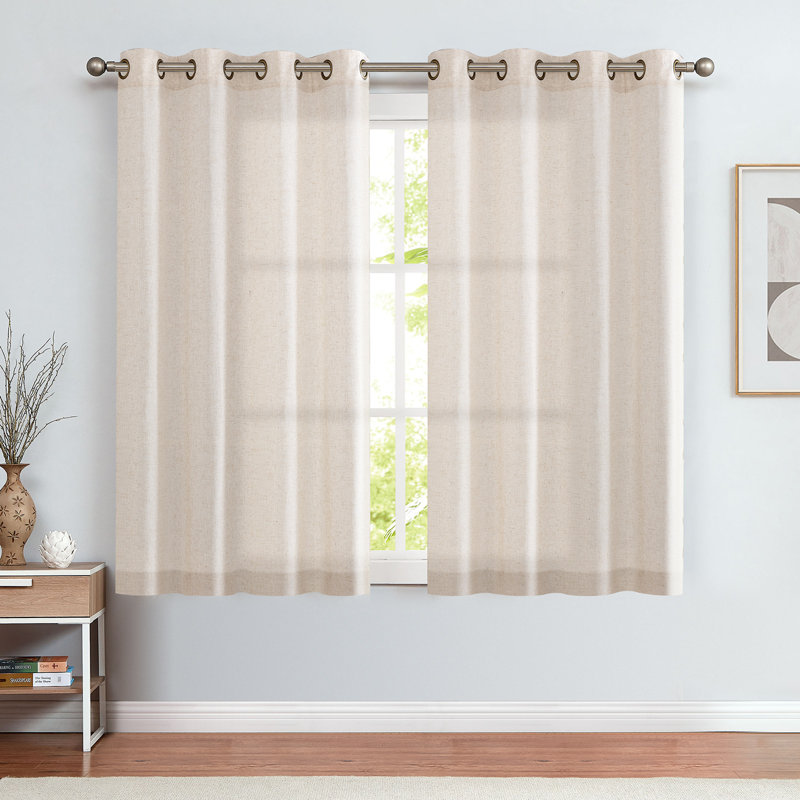 Paire de rideaux semi-transparents en mélange de lin Ieda, L 50 po x L 63 po