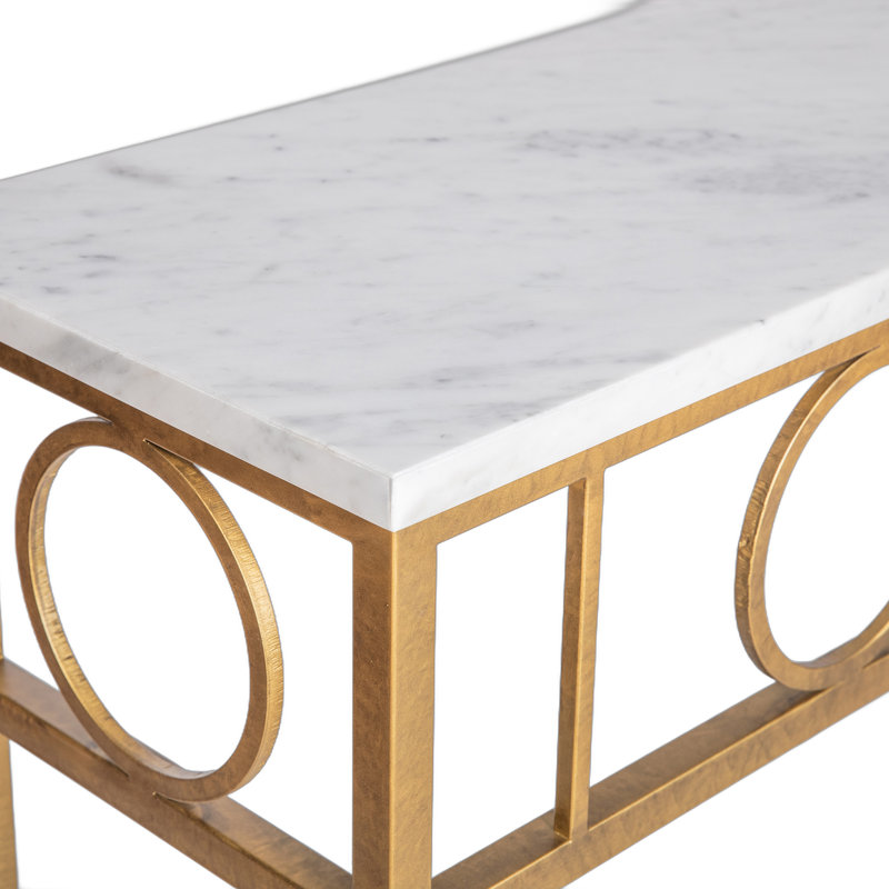 Hampton Console Table, Carrera Marble, Royal Gold