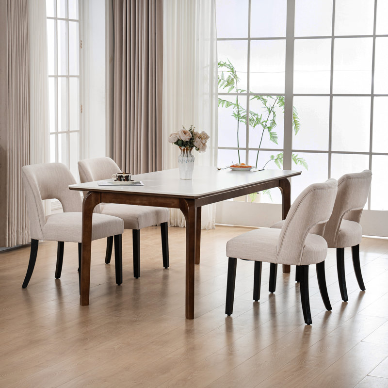 Isfried Upholstered Hollow Back Side Chair, 4, Beige