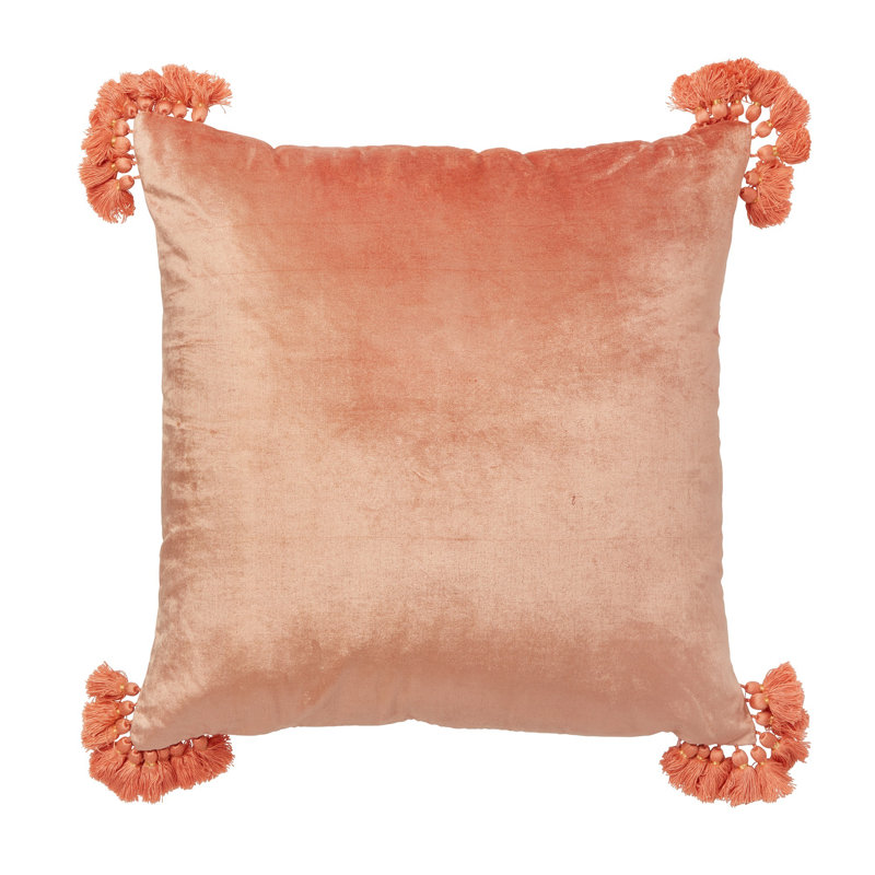 Raj Velvet Square Pillow Cover & Insert, Terracotta