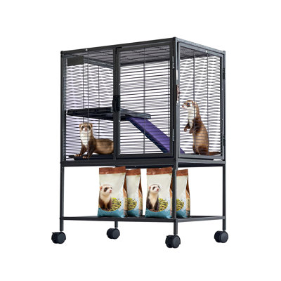 Multi-Level Ferret Cage for Small Animals Indoor Outdoor Use with Cozy Hammock Detachable Wire Kennel