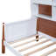 Lit plateforme simple avec rangement multiple, blanc et noyer