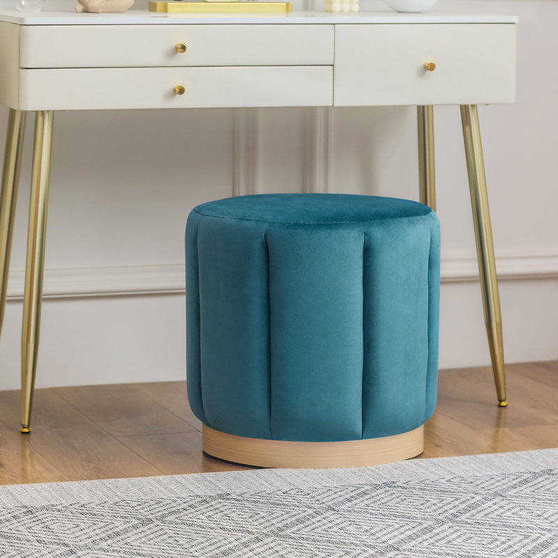 Tabouret rond rembourré, Polyester bleu