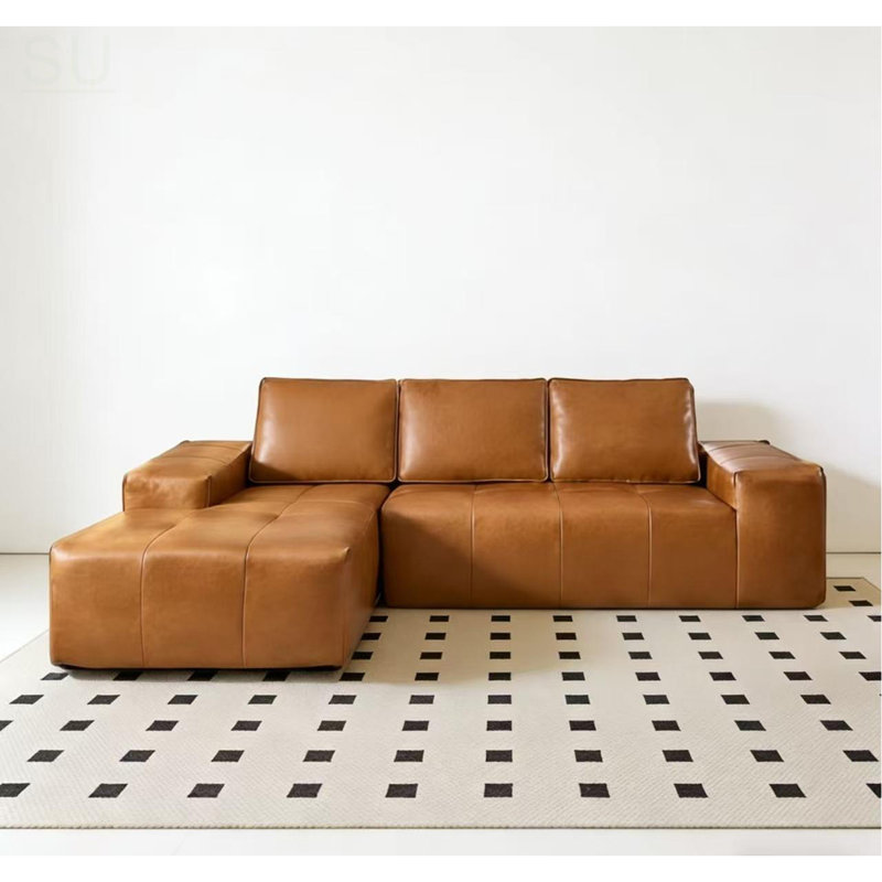 Boneless Cloud Sectional Couch With Chaise, L Shaped Sofa, No Assembly, Faux Leather, Deep Seating Comfort, Left Hand Facing