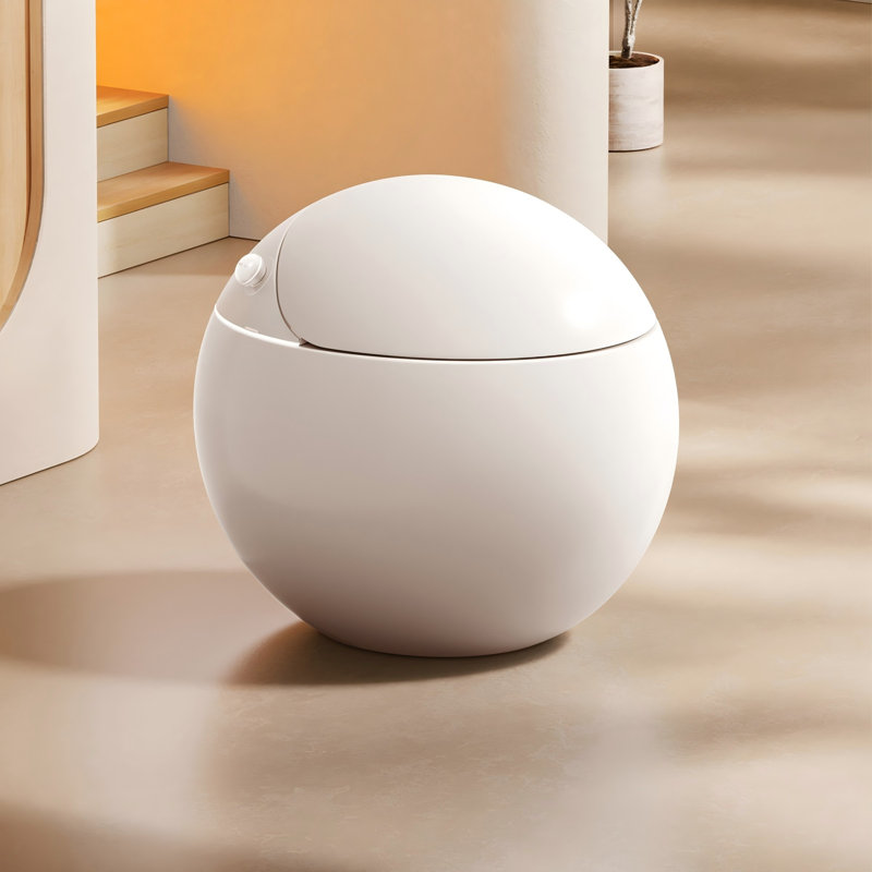 12" Rough-In 16.54"Seat Height Round Egg-shaped Semi-smart Siphon Toilet, Fully Automatic for Small Bathrooms