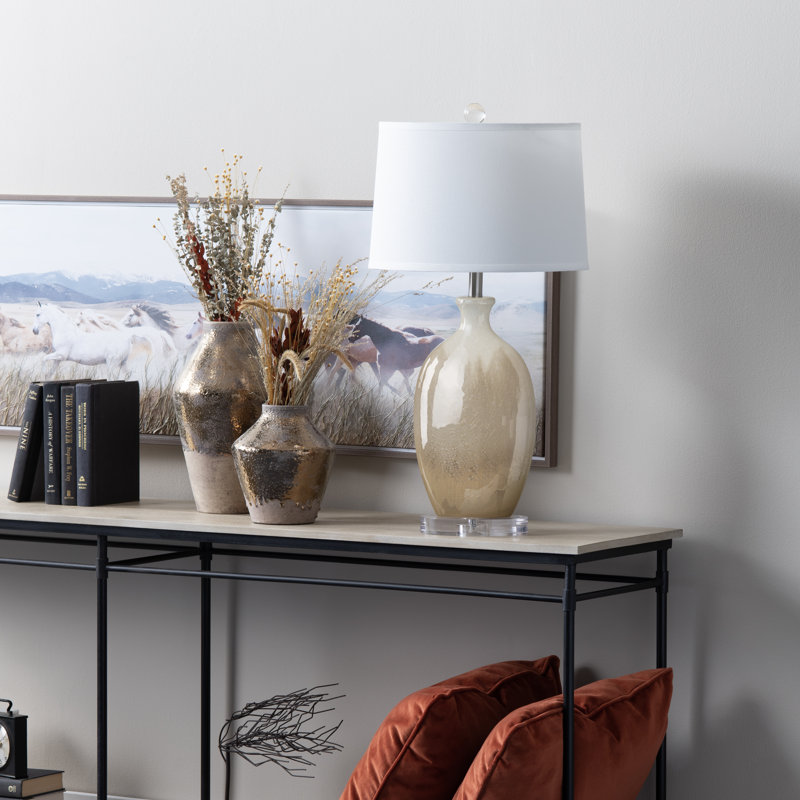 30" Crystal Table Lamp With White Shade
