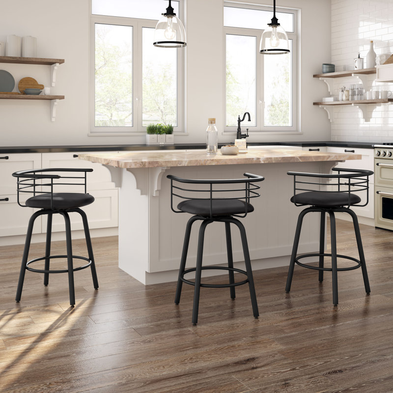 Ulrike Swivel Counter & Bar Stool, Black, Counter Stool (26.25" Seat Height), Black