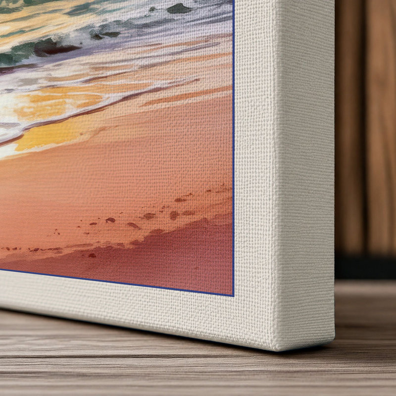 Golden Hour at the Shore Coastal - Wrapped Canvas, 18x12 - 45.7 x 30.5 cm, Cream Border