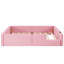 Lit simple rembourré rose avec garde-corps et charge - confortable pour la lecture dans le lit, garde-corps doux de taille plateforme, assemblage facile