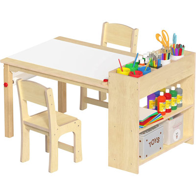 Hijoung Kids 3 Piece Rectangular Arts And Crafts Table and Chair Set