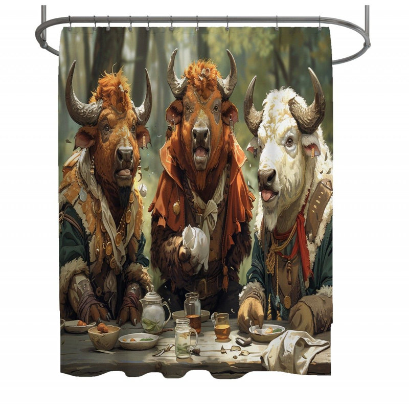 Rideau de douche Bulls Meal - Artwork Decor_12938, H 83 po x l 70 po