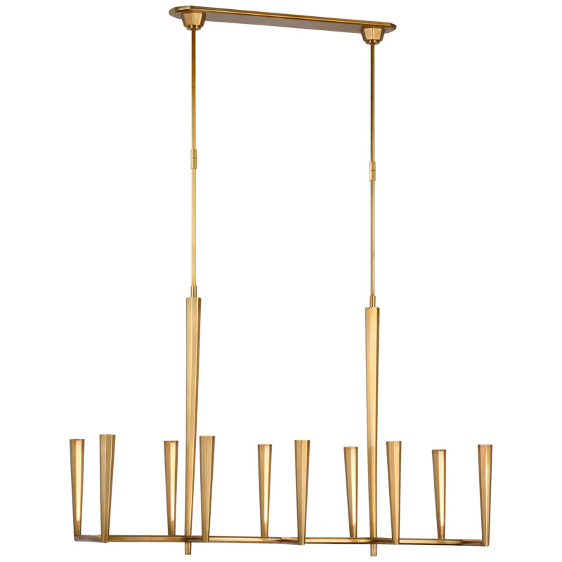 Thomas O'Brien Galahad Large Linear Chandelier, Antique Brass