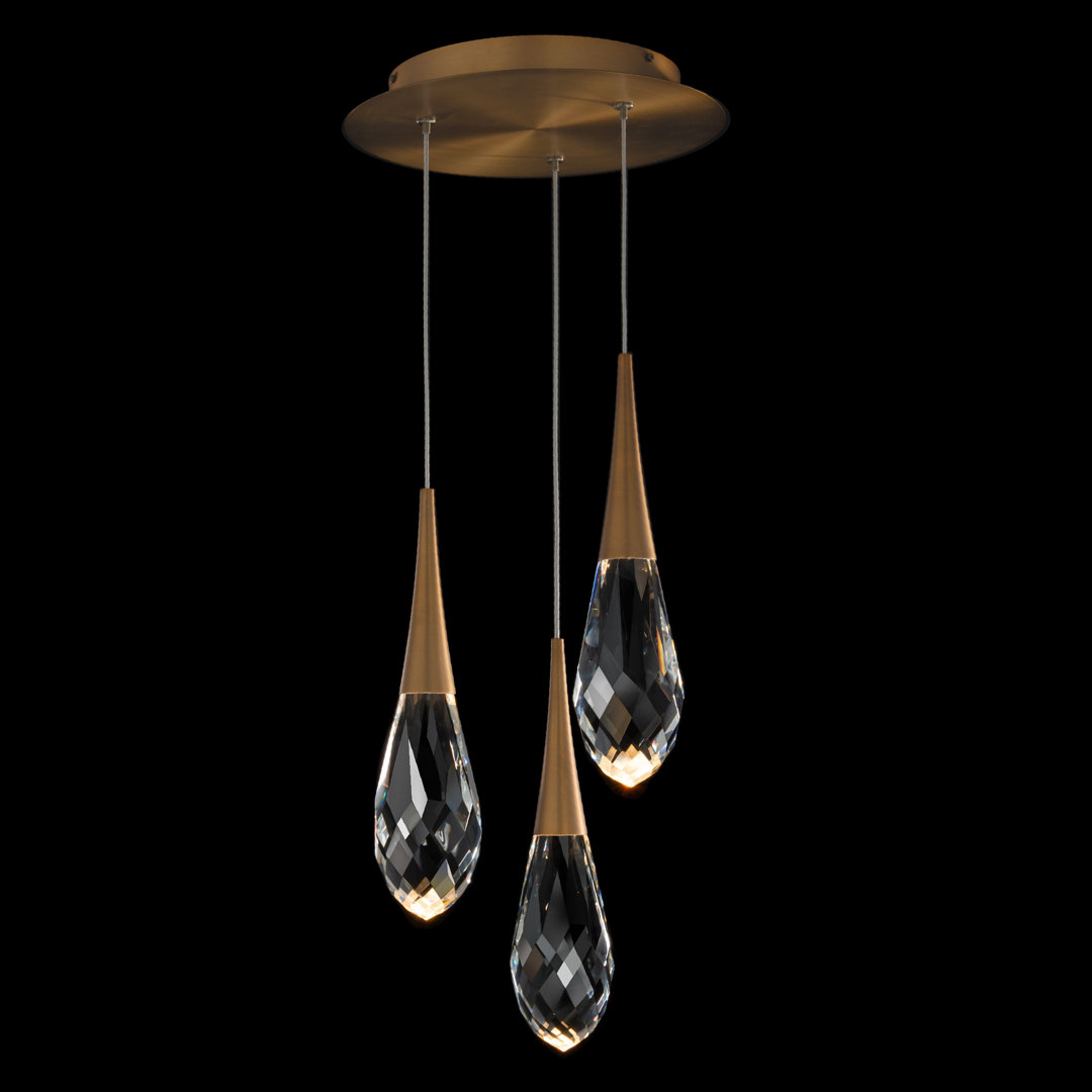 Hibiscus 3 Light LED Crystal Multi-Light Pendant With 3-CCT Color Temperature Selectable Switch (3000K-3500K-4000K) Schonbek Beyond 