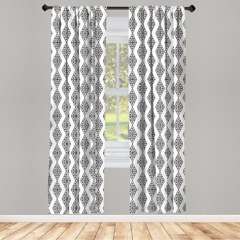 Ethnic Geometric Semi-Sheer Rod Pocket Curtain Panels, 28" x 95"