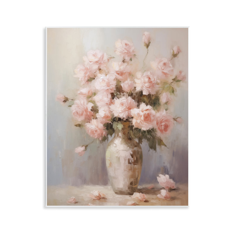 Plaque murale Vase de roses roses douces, design par Arlington Prints