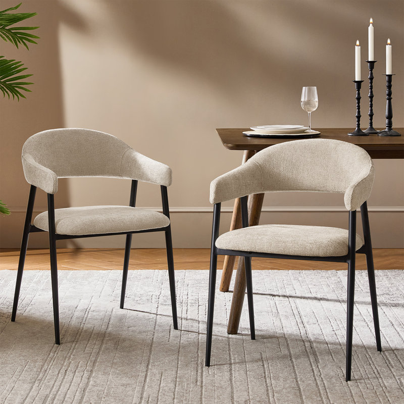  Chaise de salle à manger moderne Remedios avec pieds en métal (ensemble de 2), Tanné