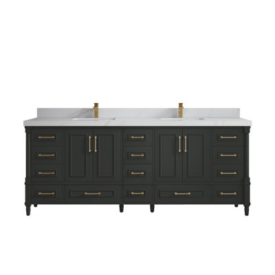 Aberdeen 84'' Double Bathroom Vanity with Quartz Top