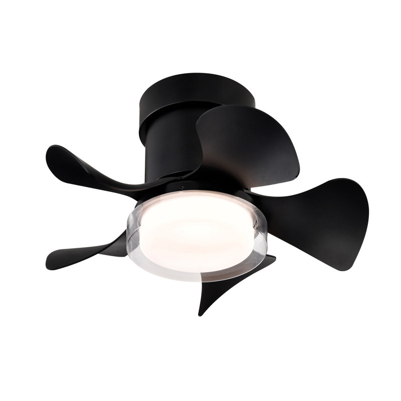 Adonis Flush Mount Ceiling Fan with 3-Color LED & Remote, Matt Black