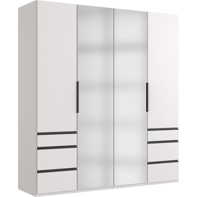 Guardino 4 Door Wardrobe, 216cm H x 200cm W x 58cm D, White