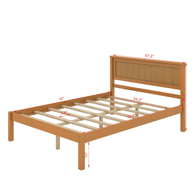 Base de lit plateforme avec tête de lit, Chêne, Lit double