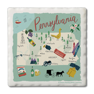 Pennsylvania Home 4 Piece Tumbled Tile Coaster Set
