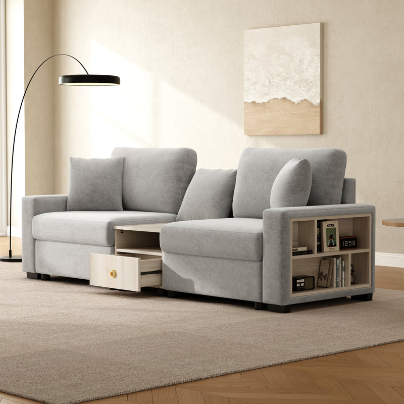 Canapé modulaire rembourré 95,7 po avec accoudoirs de rangement et console centrale Modern, H 32,3 po x l 95,7 po x P 31,1 po