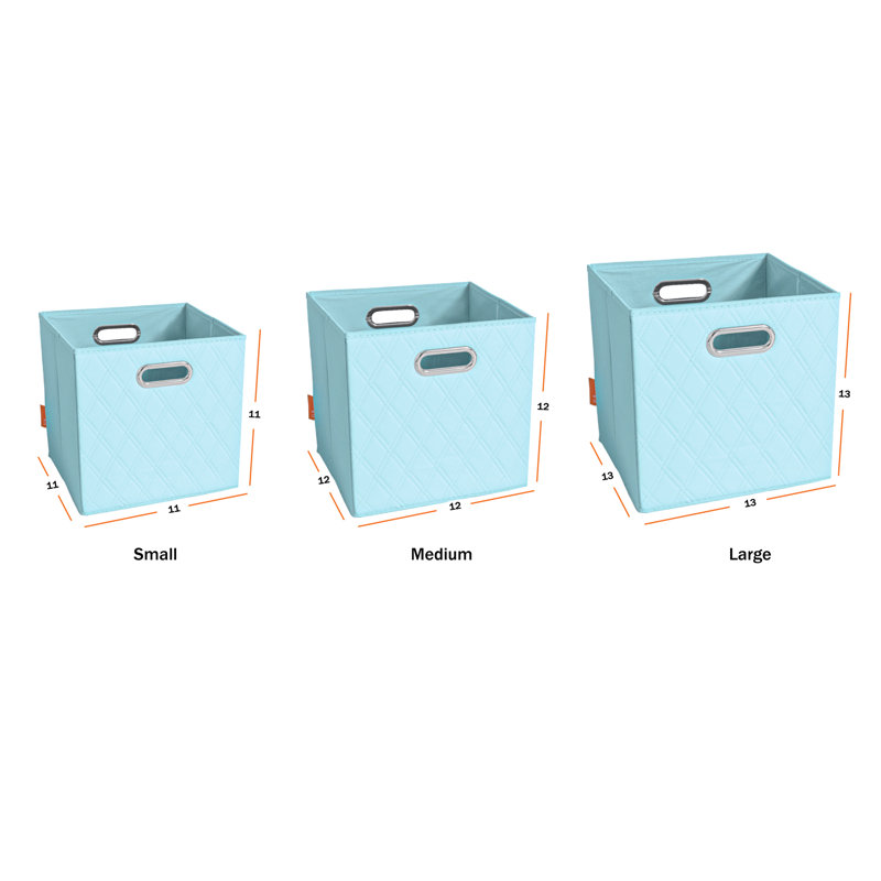 Jiaessentials Faux Leather Cube or Bin Set, 13" H x 13" W x 13" D, Blue