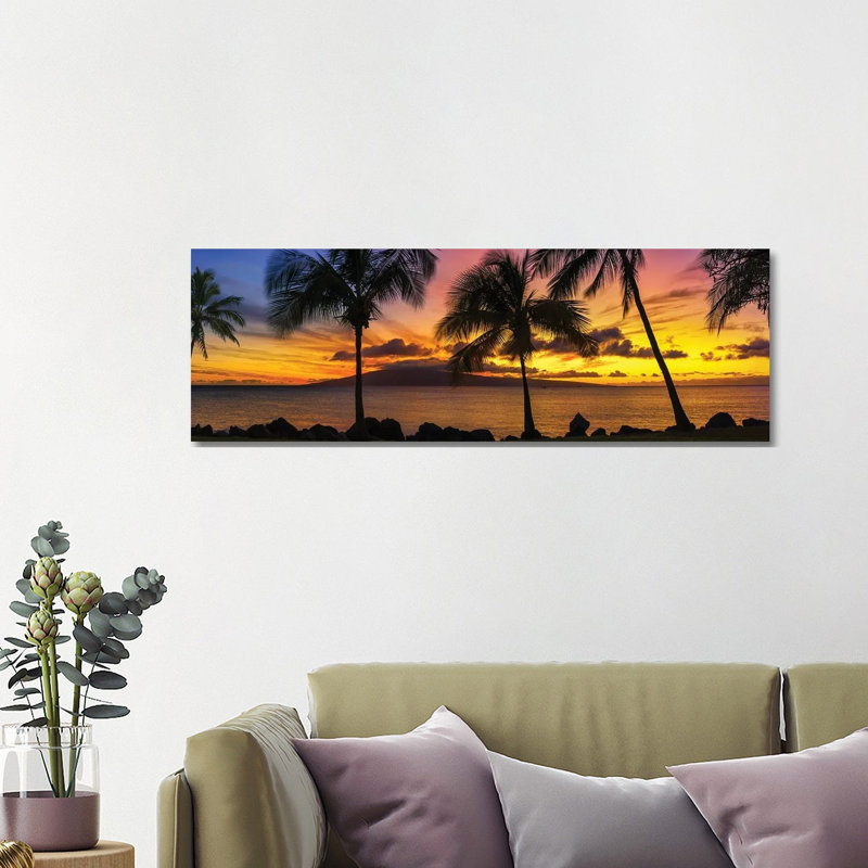 Palm Tree Sunset by Jonathan Ross Photography - Wrapped Canvas Panoramic Print, 121.92 cm H x 40.64 cm W x 1.91 cm D
