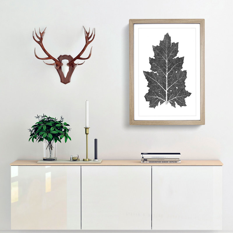 Illustration of a Leaf by Owen Jones - Framed Print, 50cm H x 35cm W x 2cm D, Oak