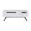 Table basse Throm blanche avec faux grain de marbre et plateau relevable