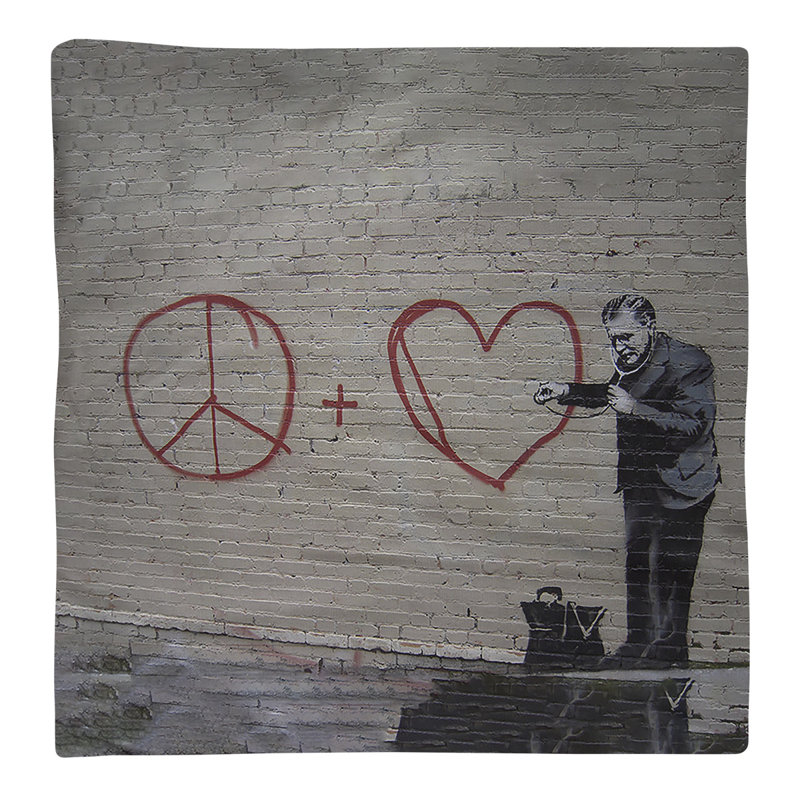 Banksy Graffiti No Pattern Square Napkin, 10" x 10", Cotton Twill
