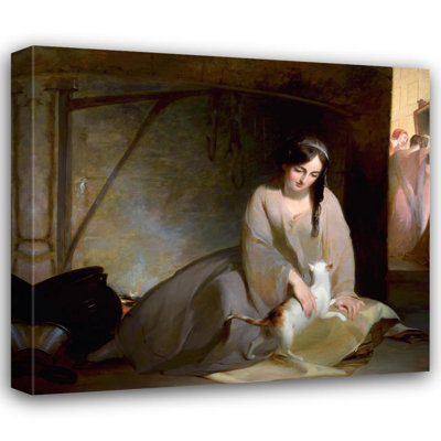 "Cinderella at the Kitchen Fire" by  Thomas Sully - Gallery Wrap Canvas Wall Art