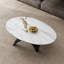 Table basse ovale moderne de 125 cm (49,2 po), plateau en pierre frittée imitation marbre, piètement minimaliste en métal sculptural, montage facile-1524501427